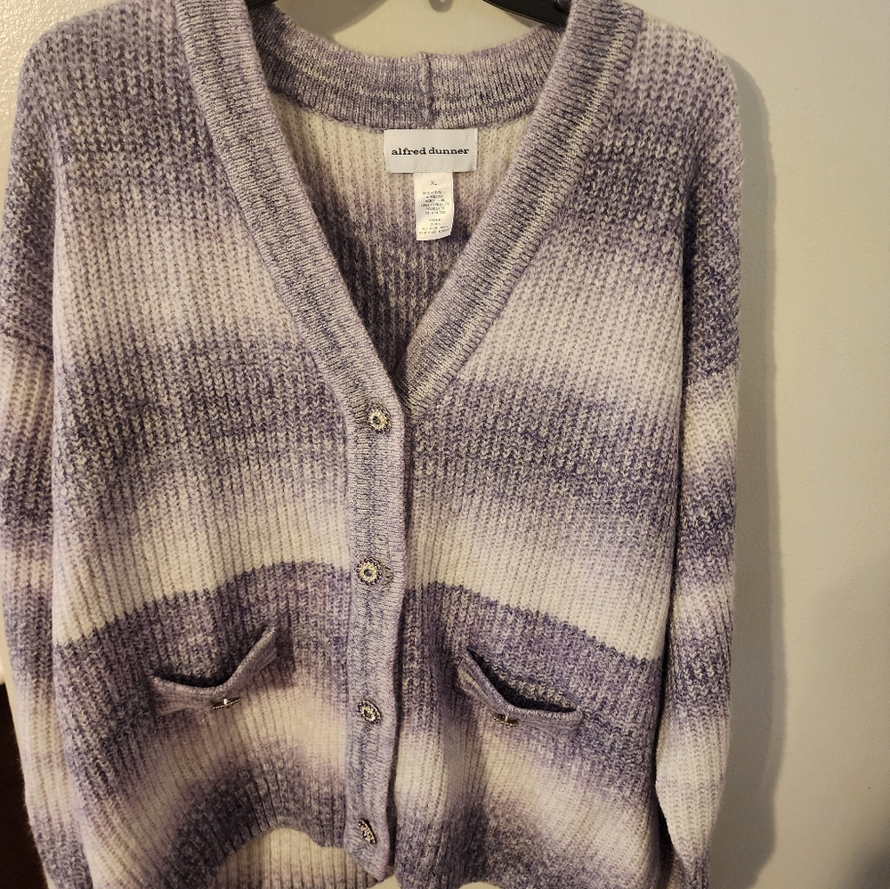 Women's NWOT ALFRED DUNNER CARDIGAN JEWELED BUTTON DOWN SIZE XL
